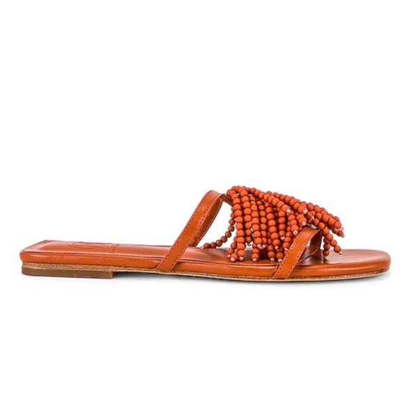 X revolve beaded flat sandal in burnt ochre house of Harlow 1960 - Picture 2 of 2